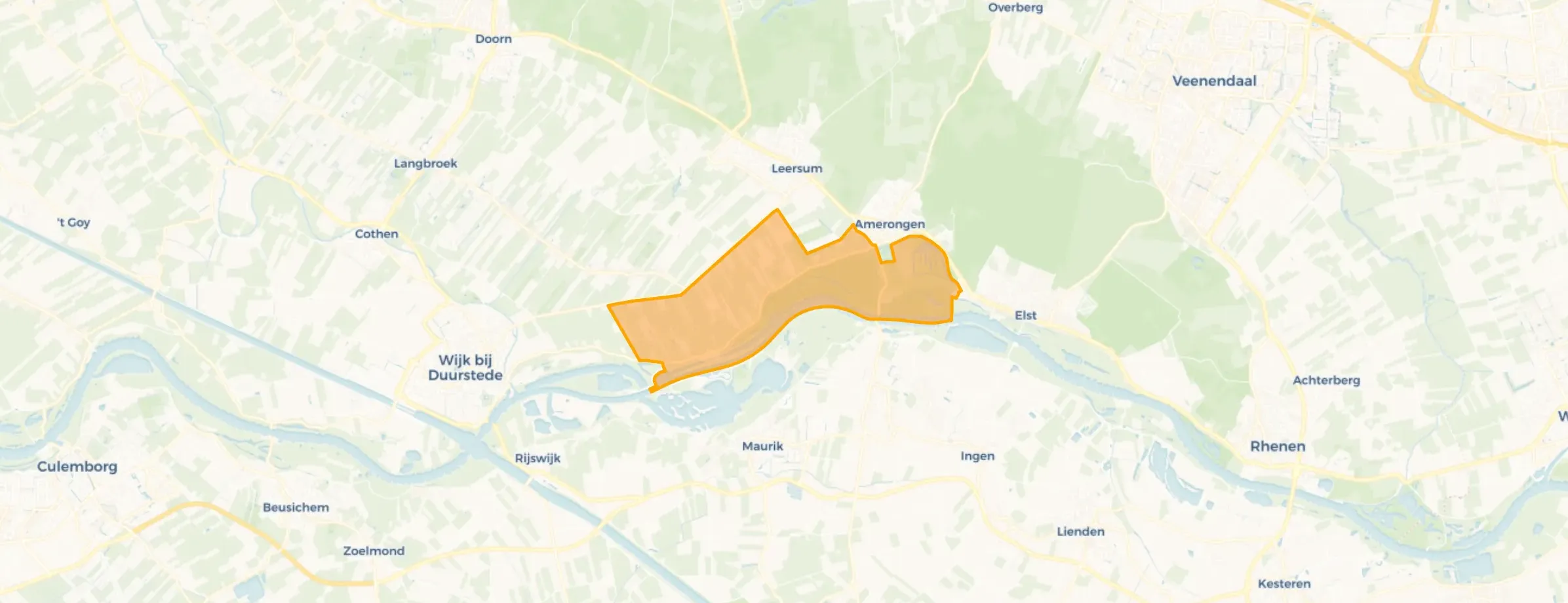 Kaart van Ameronger Bovenpolder-uiterwaarden