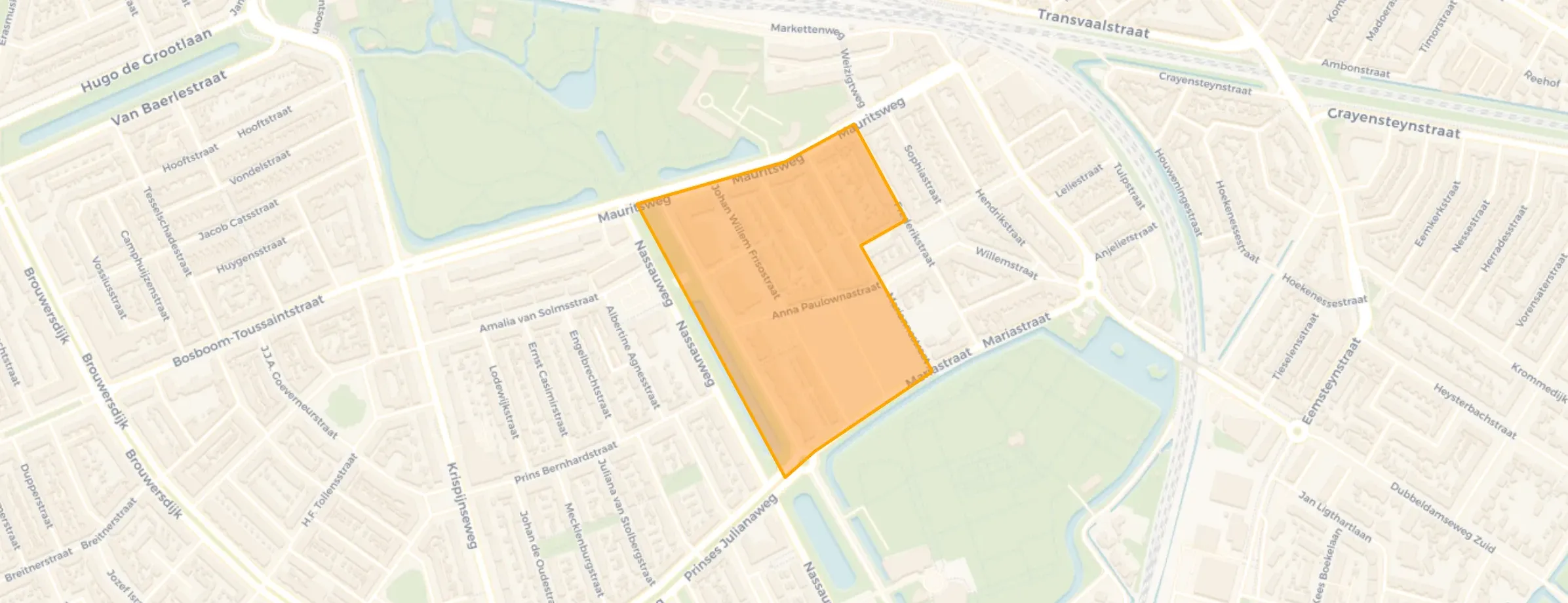 Kaart van Anna Paulownastraat en omgeving