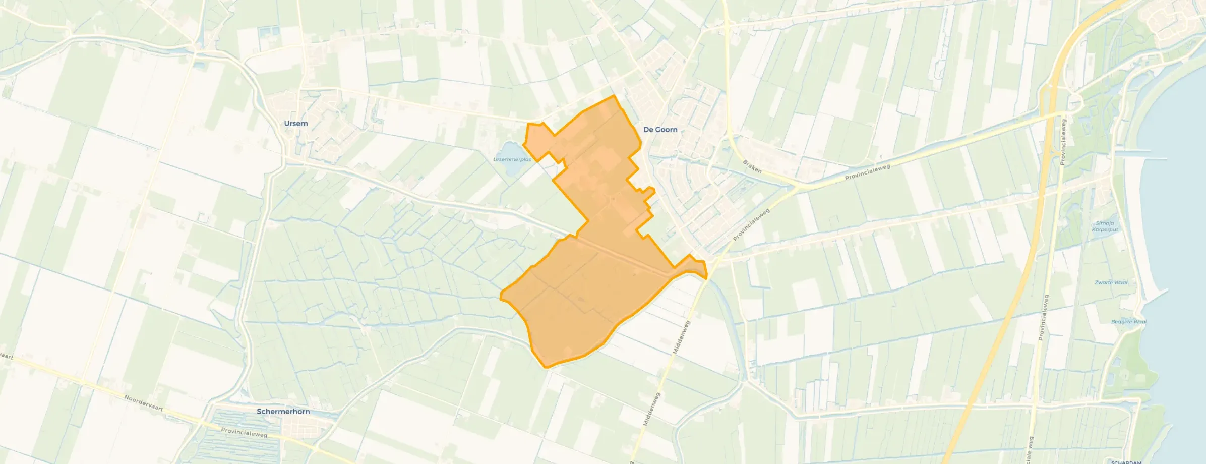 Kaart van Avenhorn Verspreide huizen West