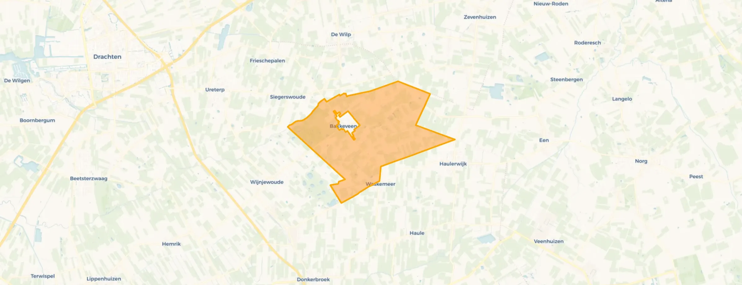 Kaart van Bakkeveen-Buitengebied