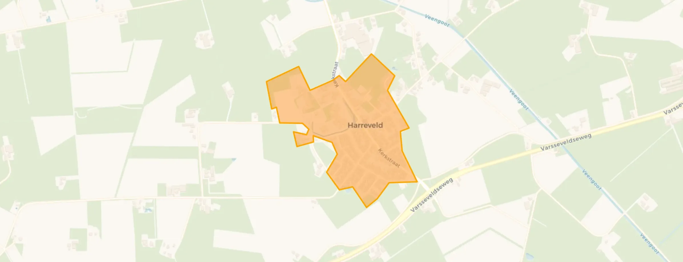 Kaart van Bebouwde kom Harreveld