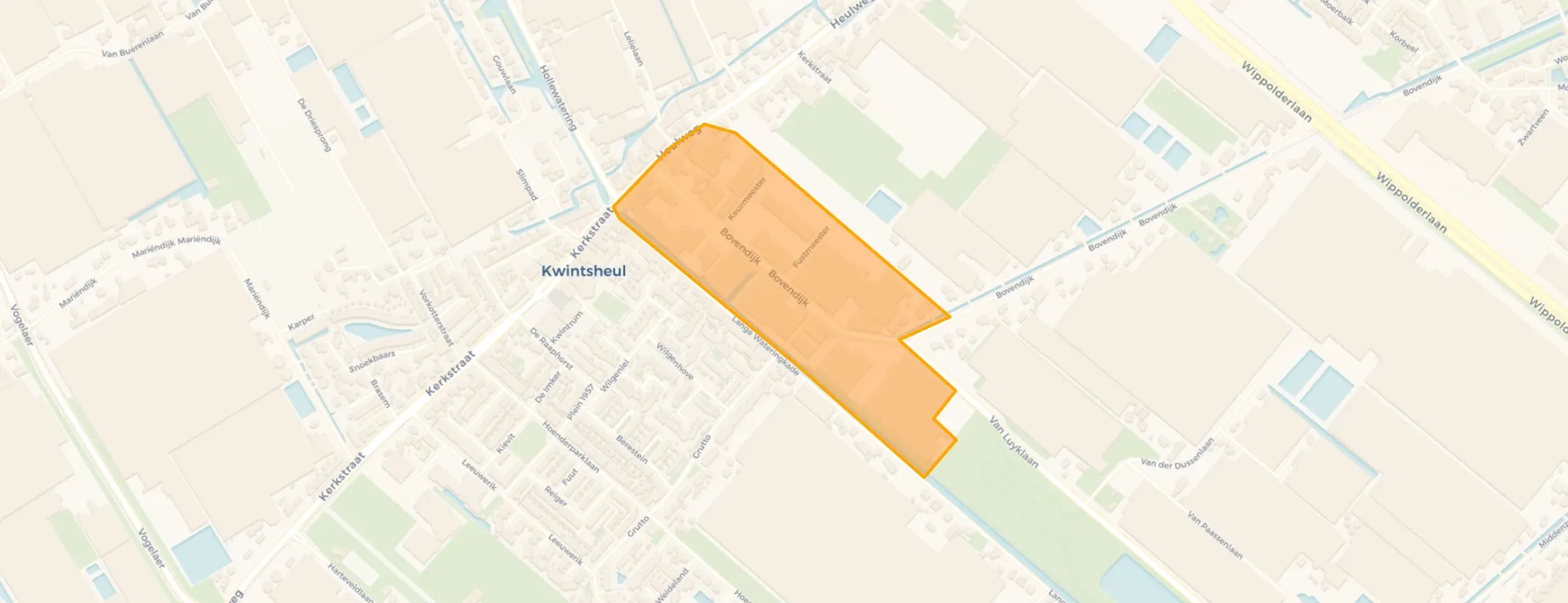 Kaart van Bedrijventerrein Bovendijk
