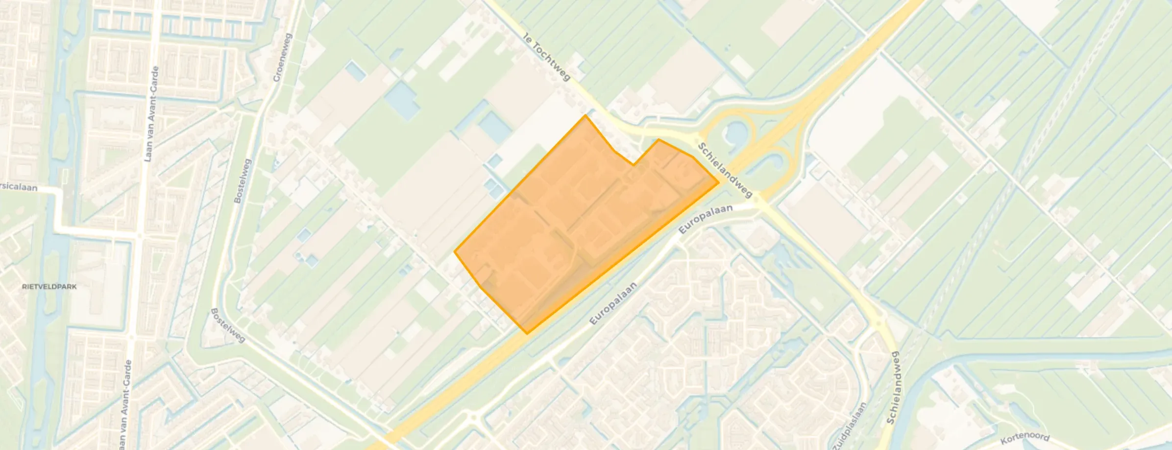 Kaart van Bedrijventerrein De Hooge Veenen