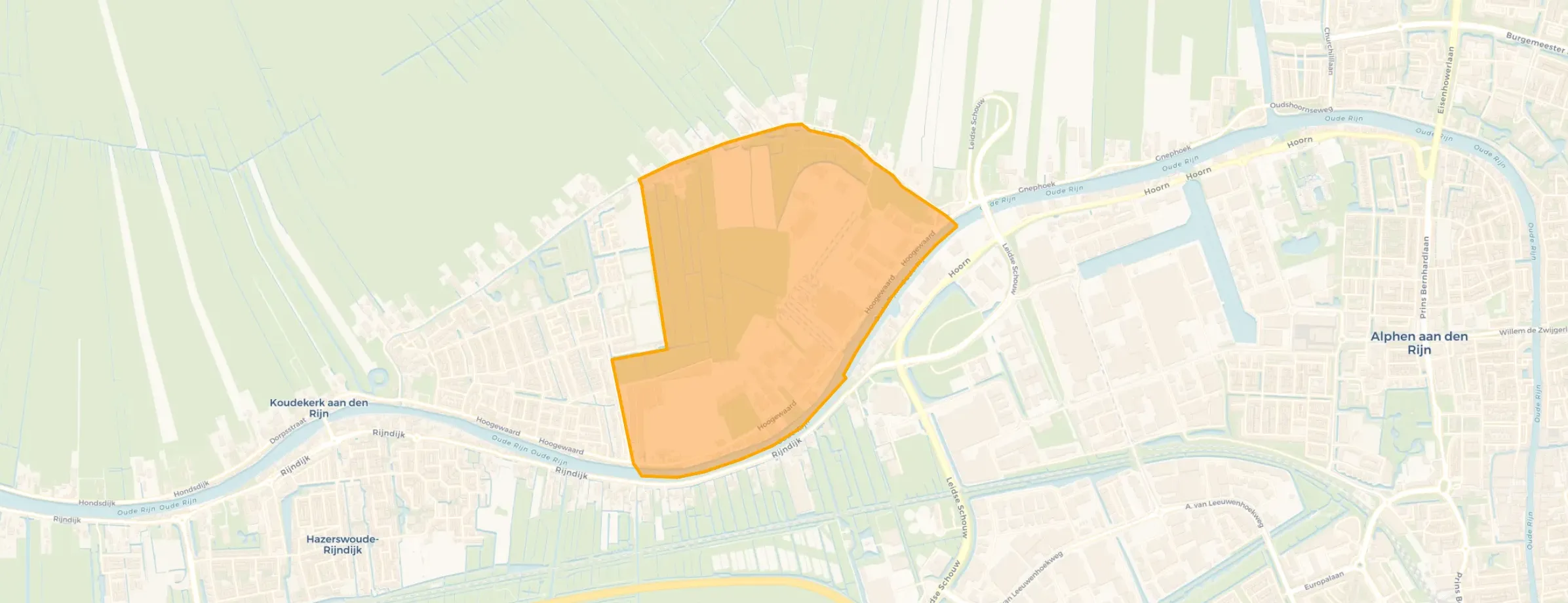 Kaart van Bedrijventerrein Hoogewaard