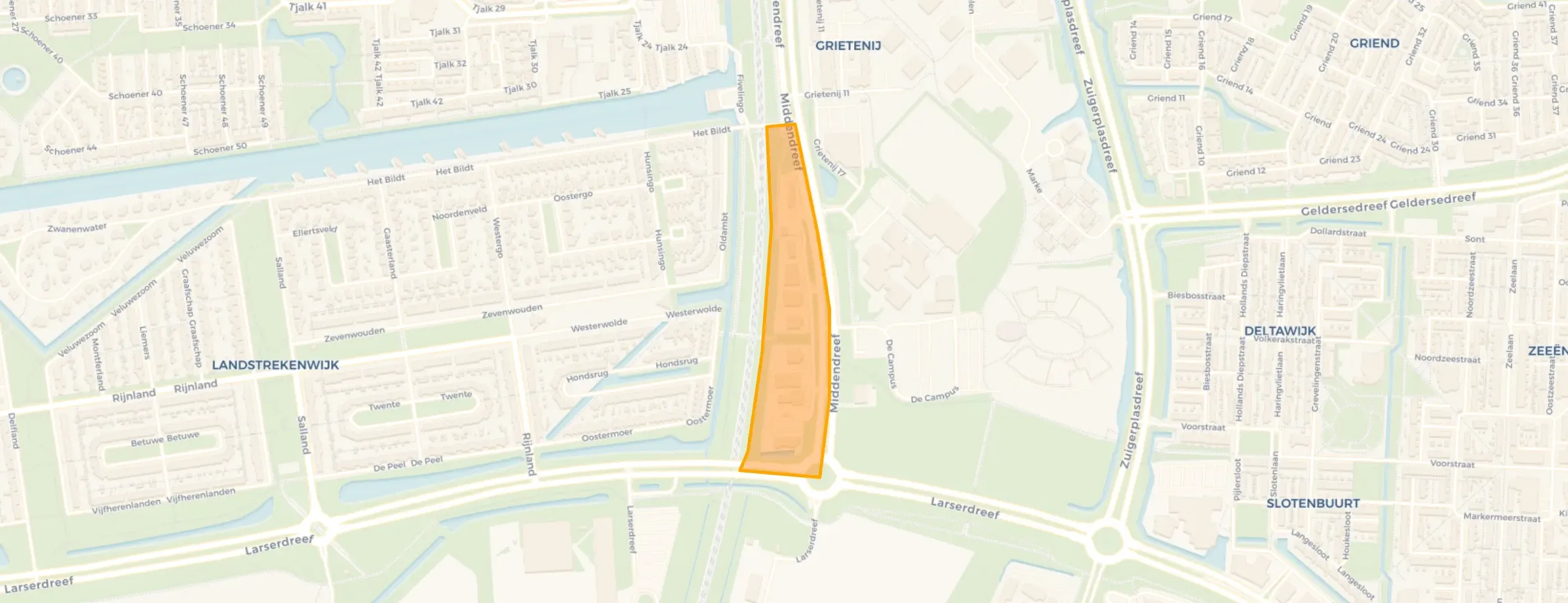 Kaart van Bedrijventerrein Middendreef