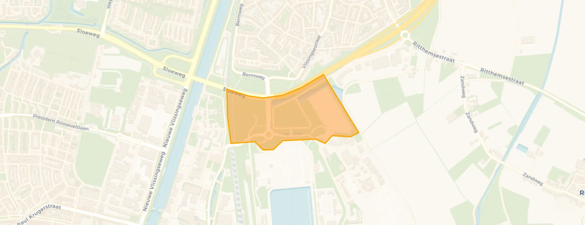 Kaart van Bedrijventerrein Oost-Souburg West