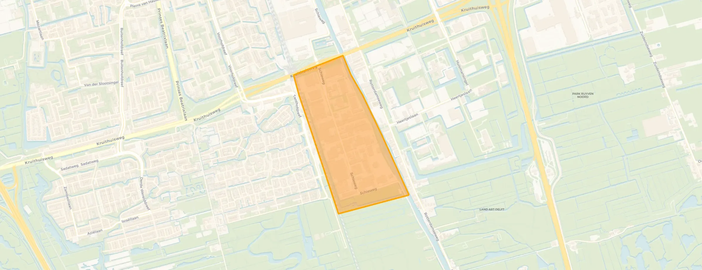 Kaart van Bedrijventerrein Schieweg-Zuid