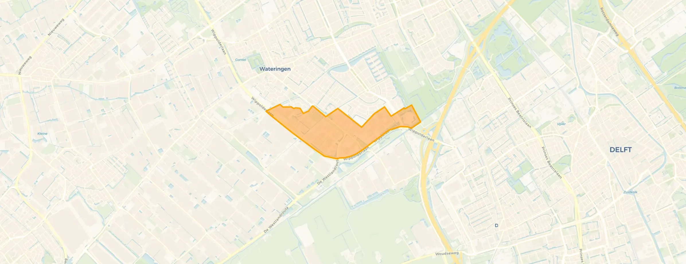 Kaart van Bedrijventerrein Wateringen