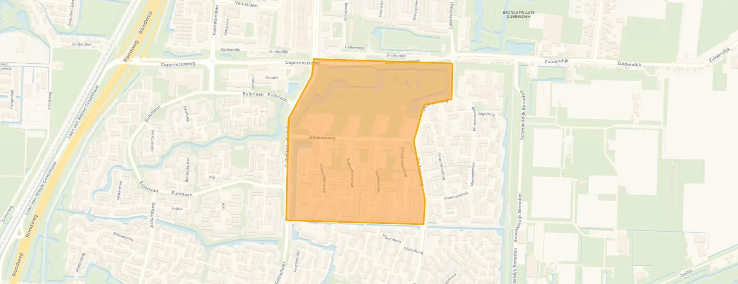 Kaart van Blaauwweg en omgeving