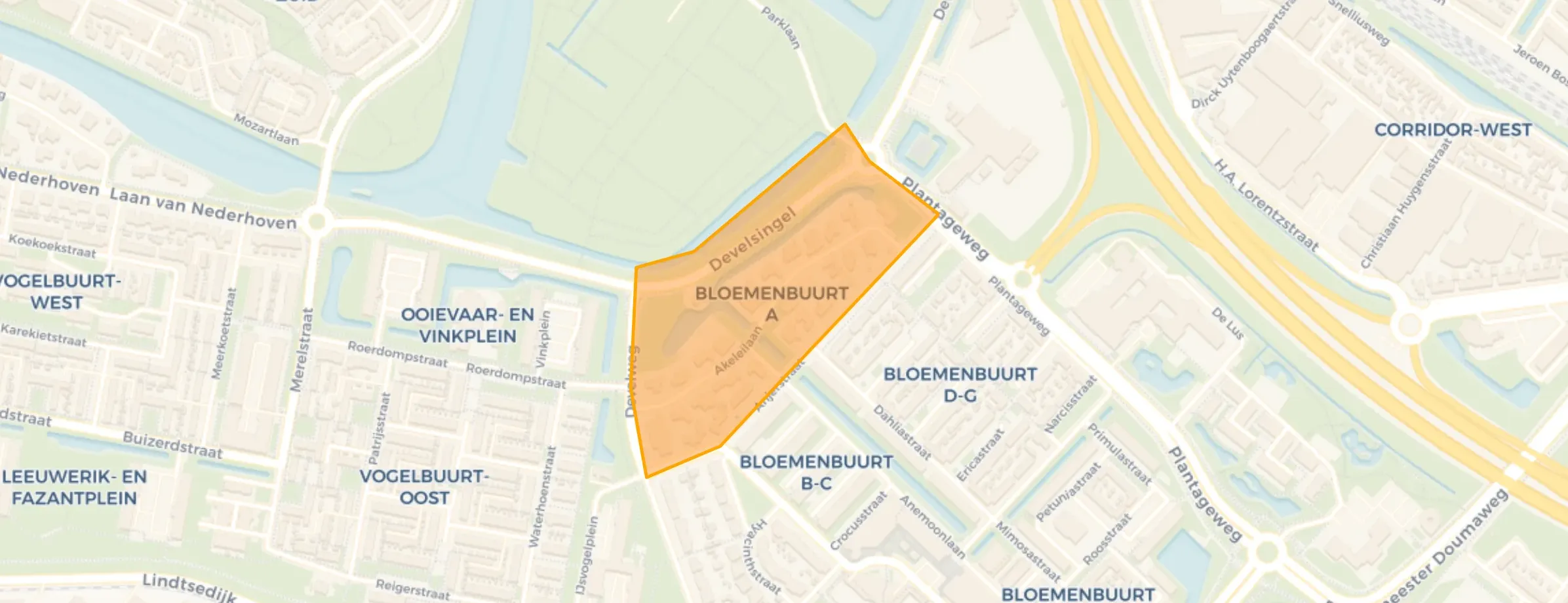 Kaart van Bloemenbuurt A(kelei)