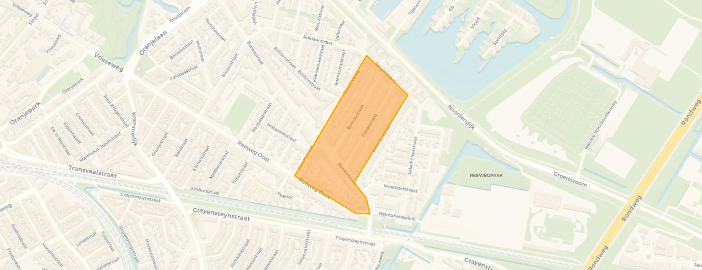 Kaart van Boeroestraat en omgeving