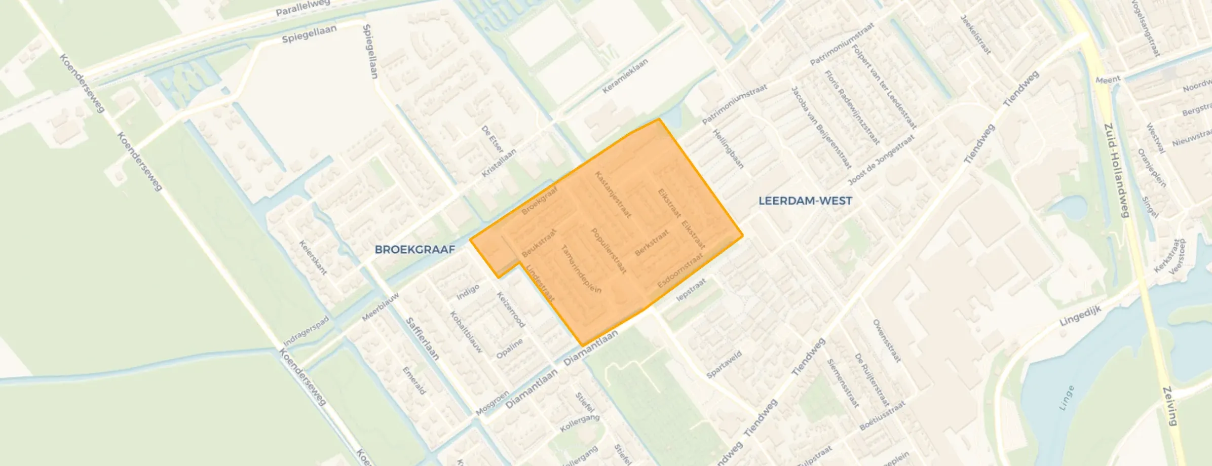 Kaart van Bomenbuurt (Leerdam)