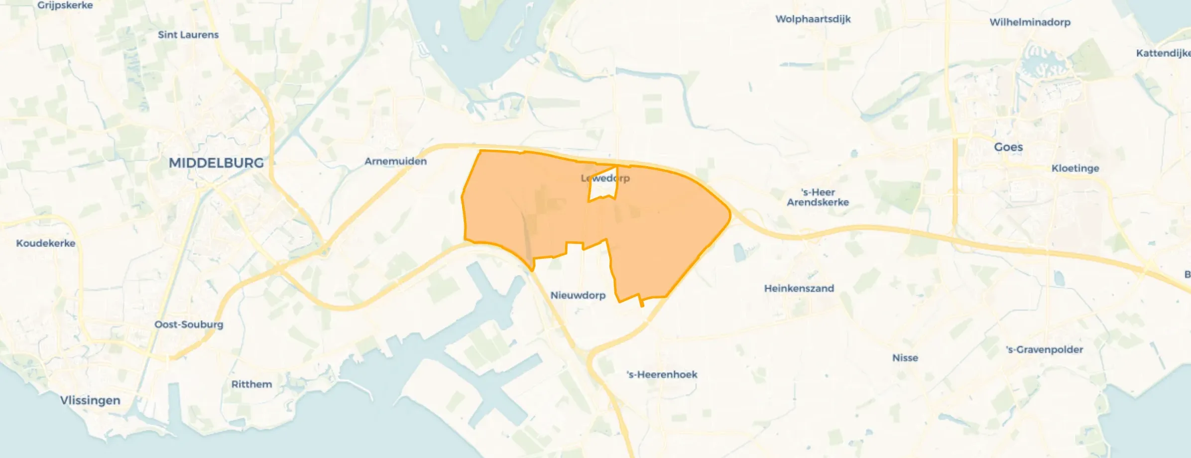 Kaart van Buitengebied Lewedorp