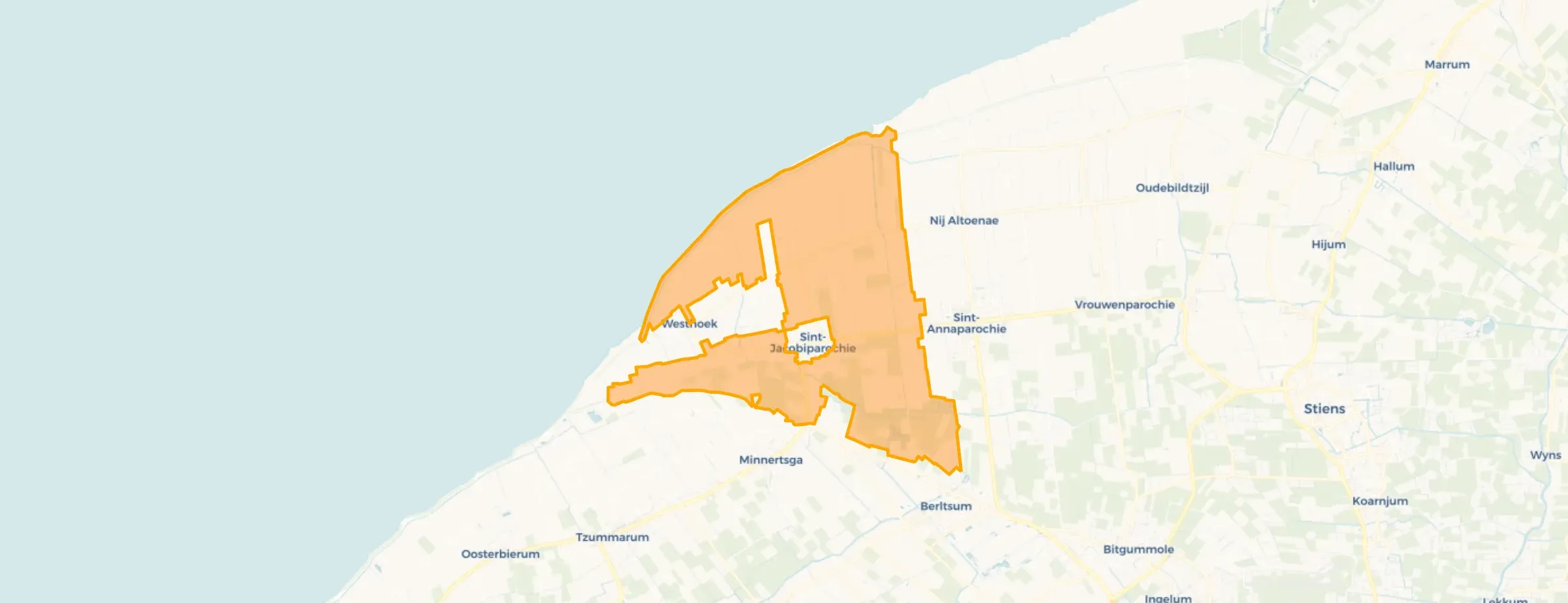 Kaart van Buitengebied Sint Jacobiparochie