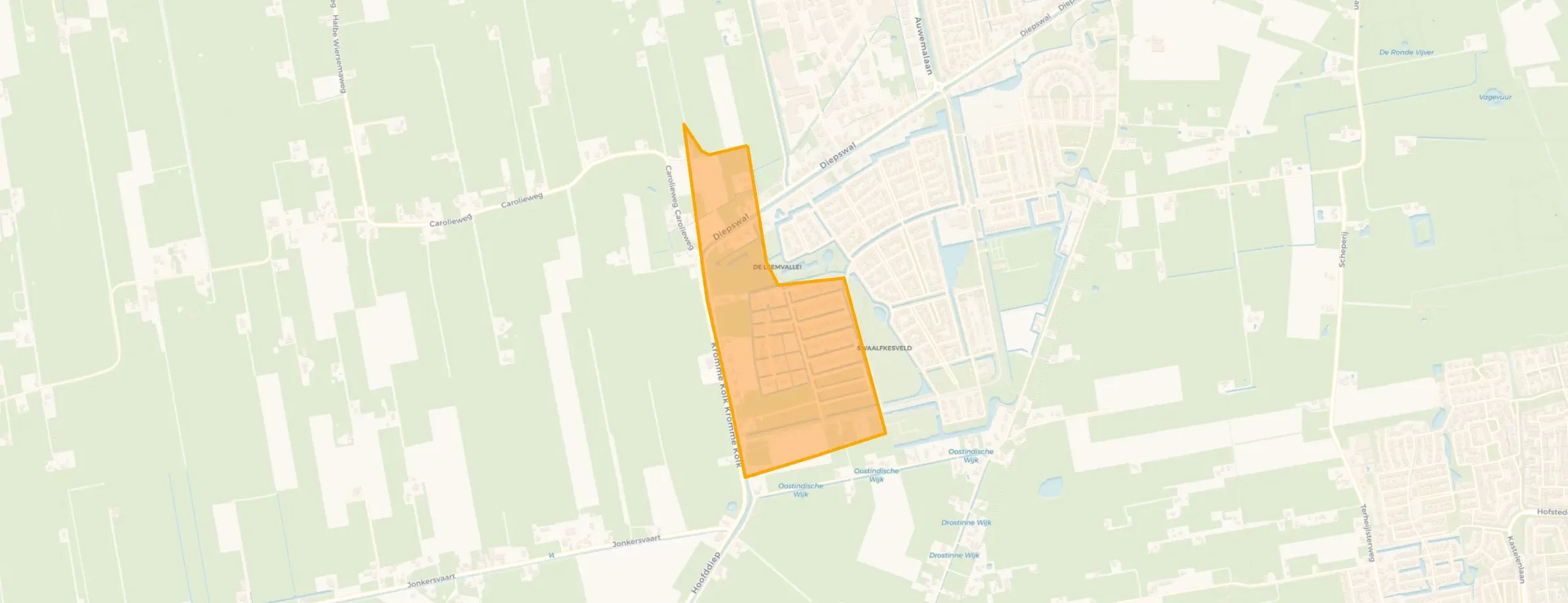 Kaart van Buitengebied ten noorden van Zevenhuizen