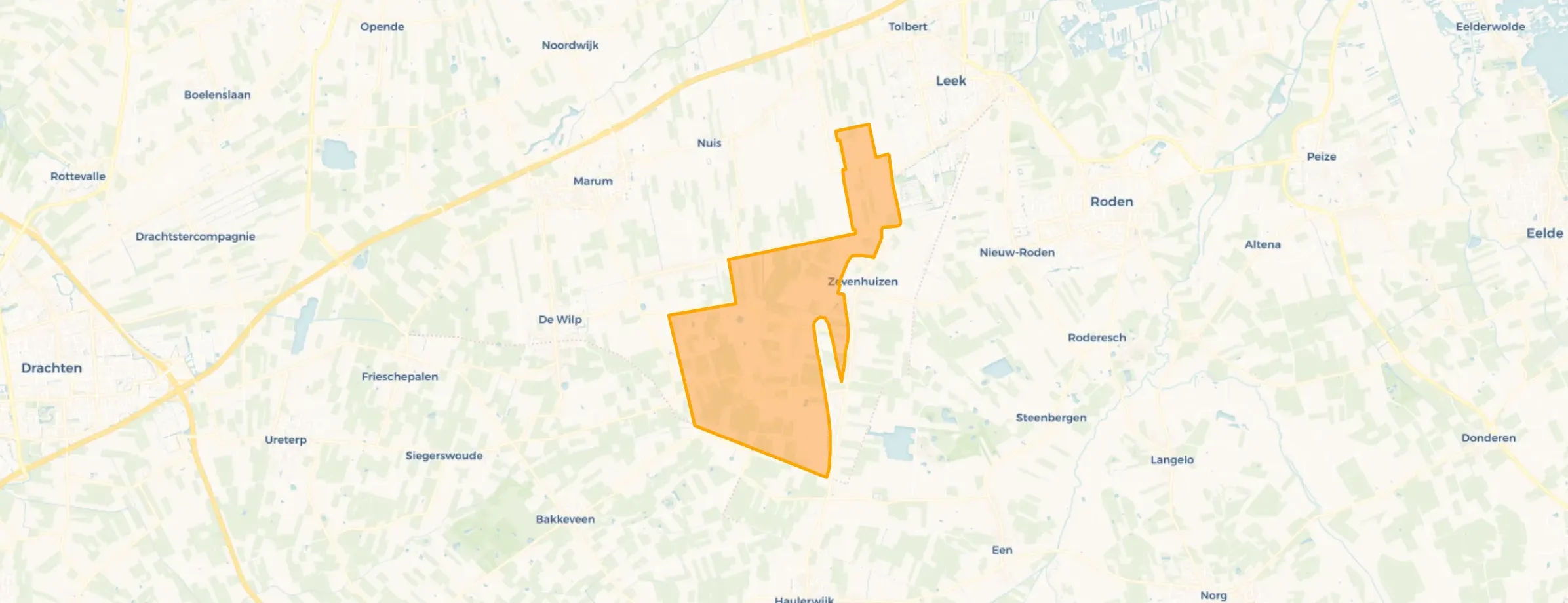 Kaart van Buitengebied ten westen van Zevenhuizen
