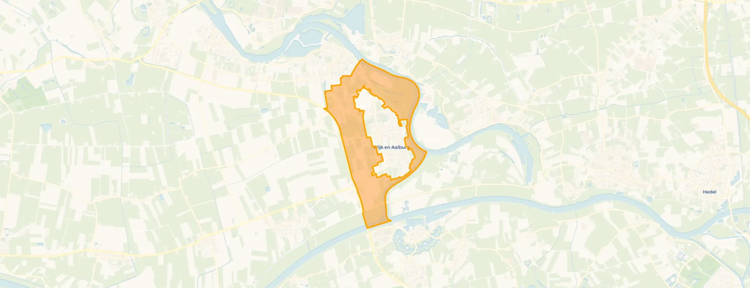 Kaart van Buitengebied Wijk en Aalburg oost