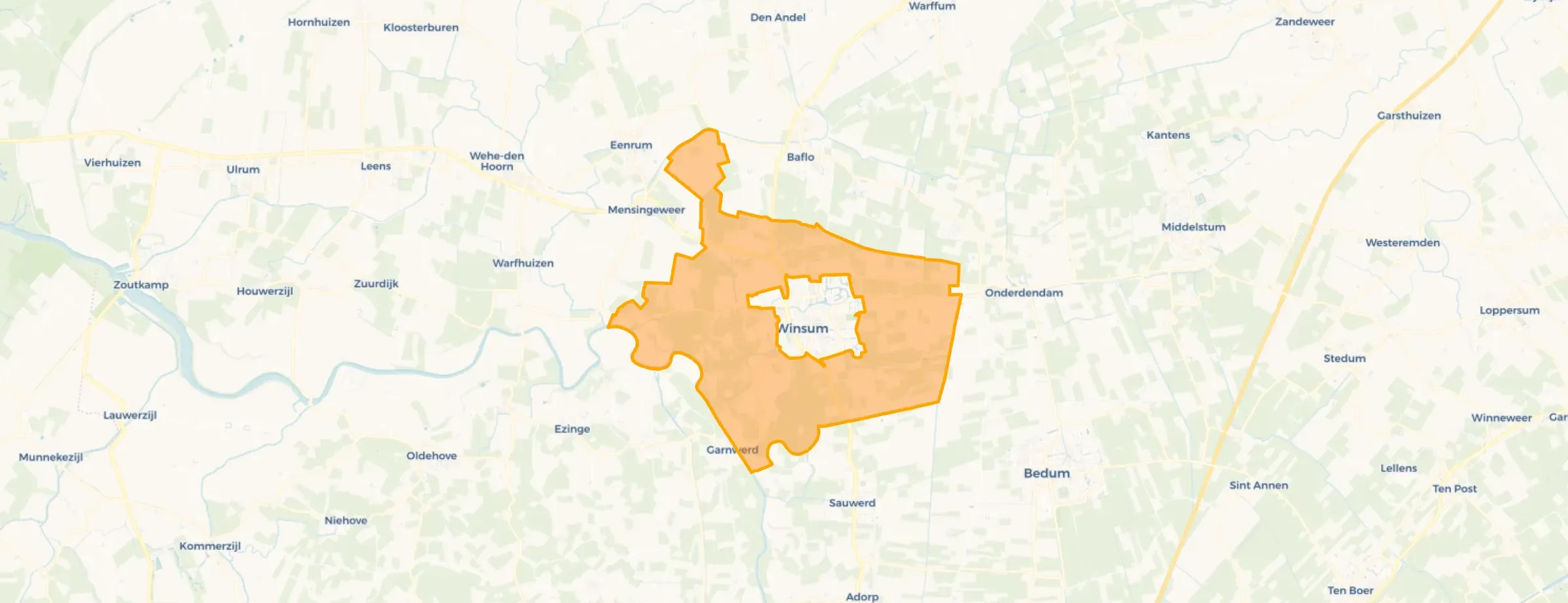 Kaart van Buitengebied Winsum