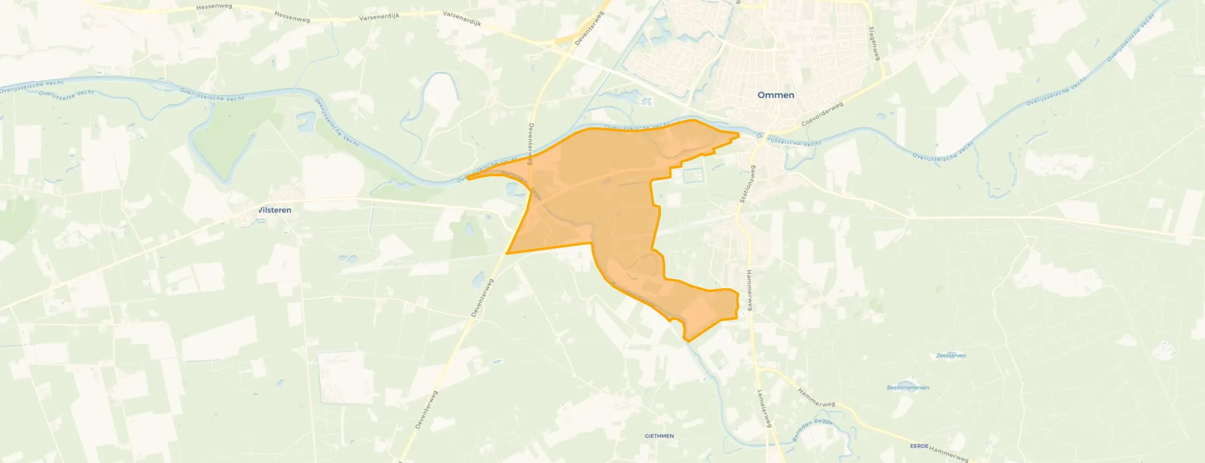 Buurtschap Ommen ten zuiden van de Vecht in Ommen