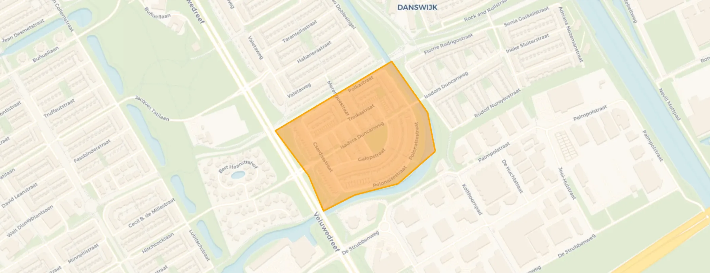 Kaart van Danswijk Zuidwest