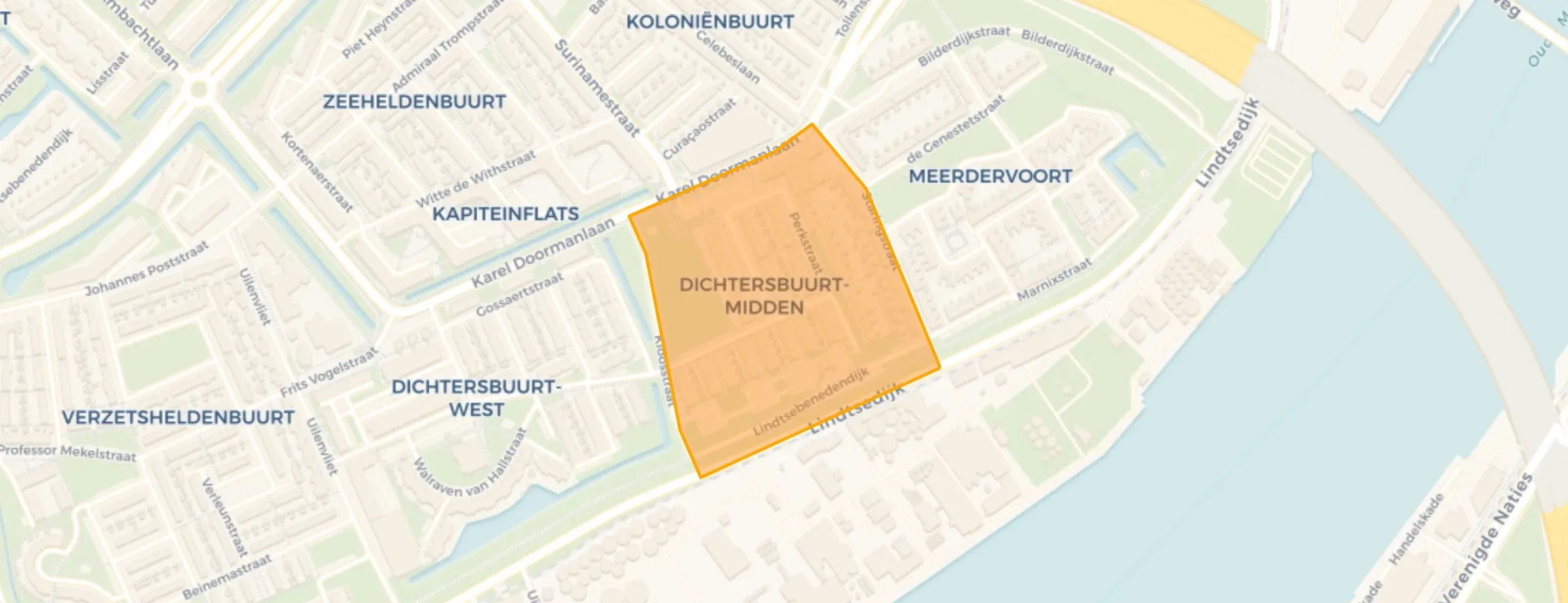 Kaart van Dichtersbuurt-Midden
