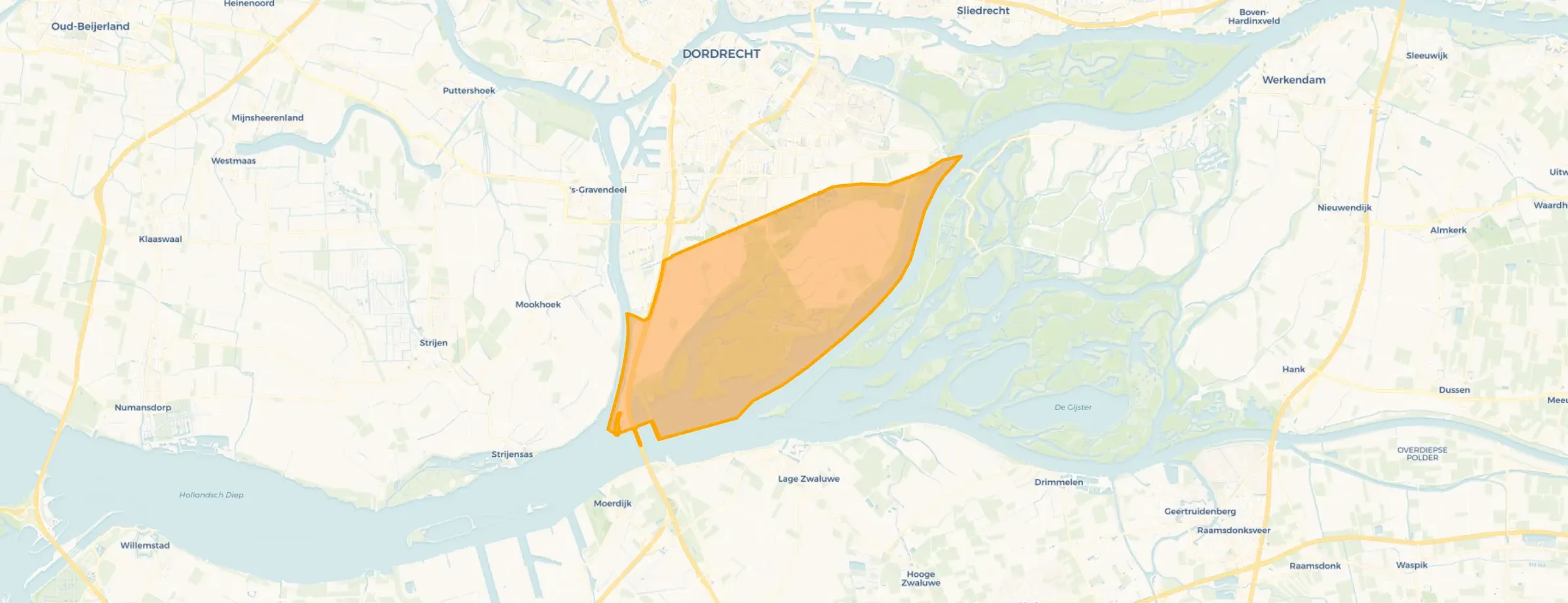 Kaart van Dordtse Biesbosch