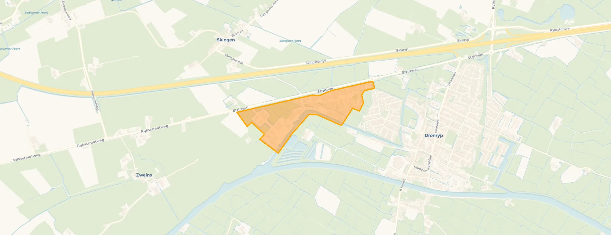 Kaart van Dronryp Bedrijventerrein de Alde Mar