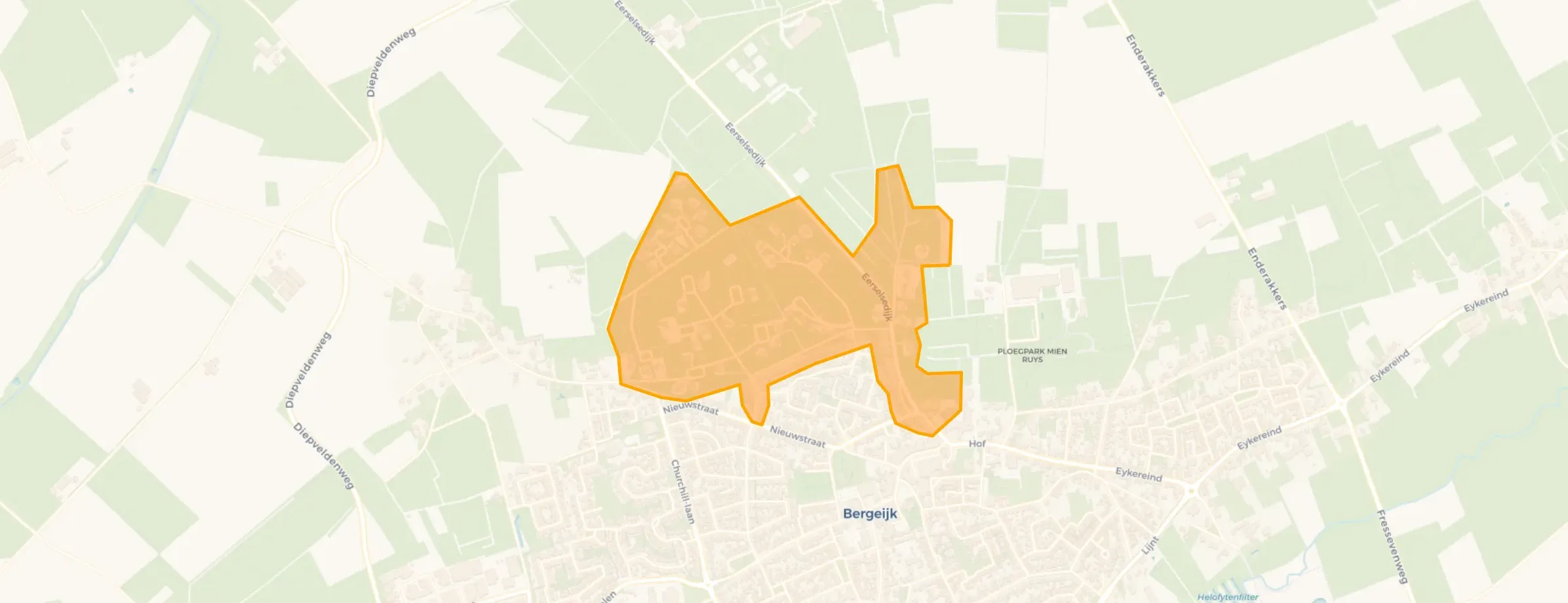 Kaart van Eerselsedijk-Woonbos en omgeving