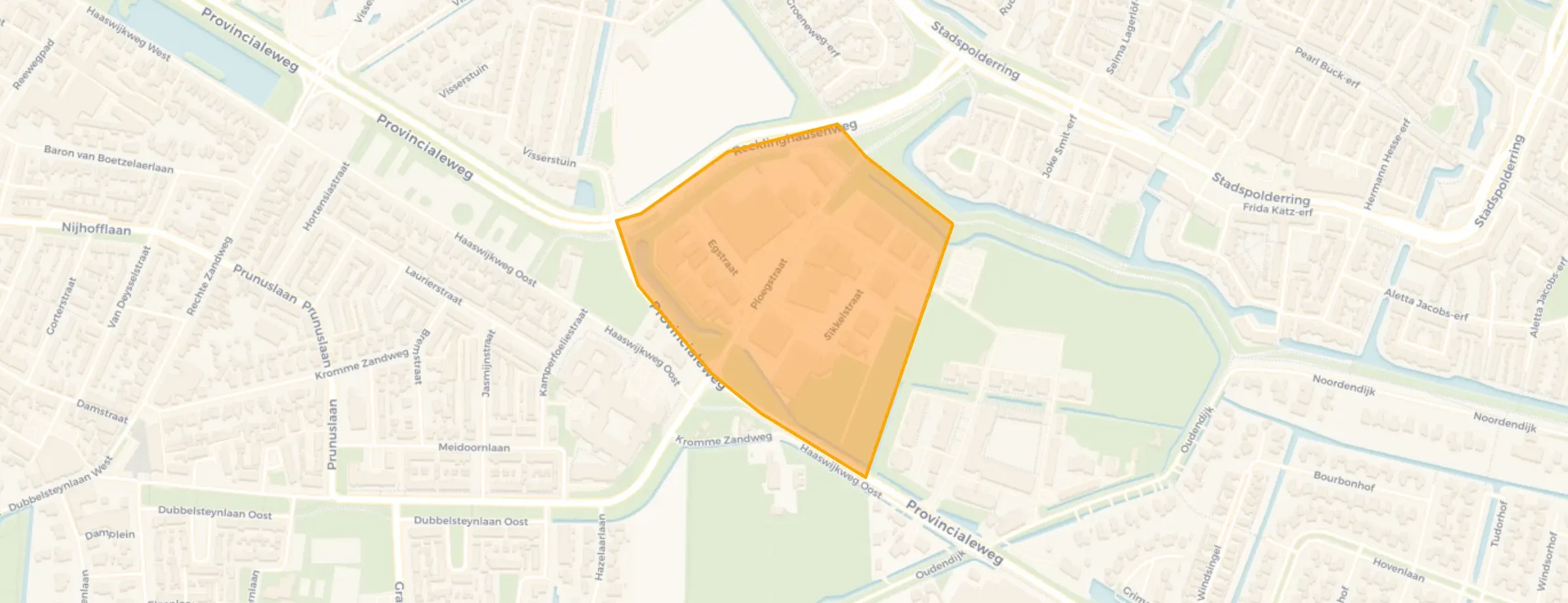 Kaart van Egstraat en omgeving