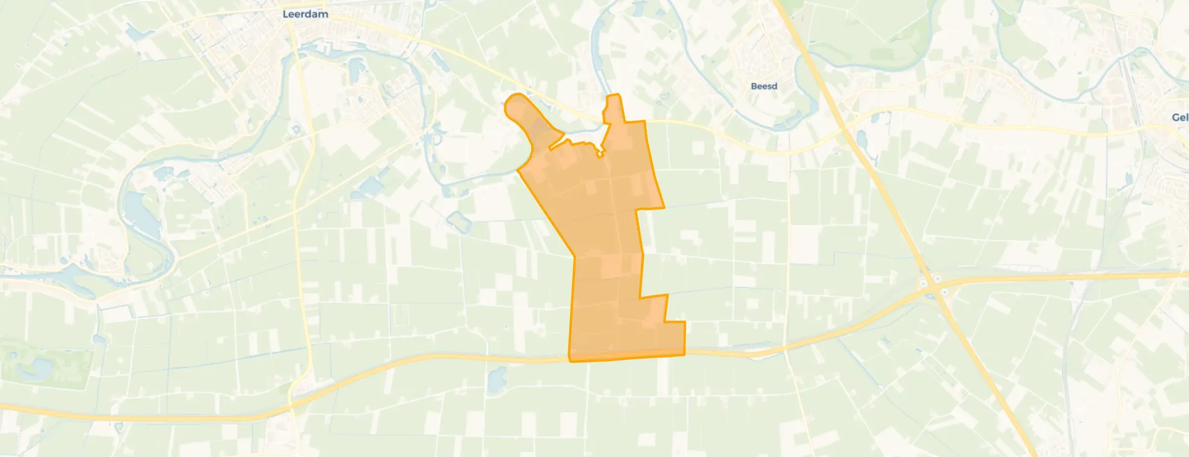 Kaart van Gellicum en omgeving