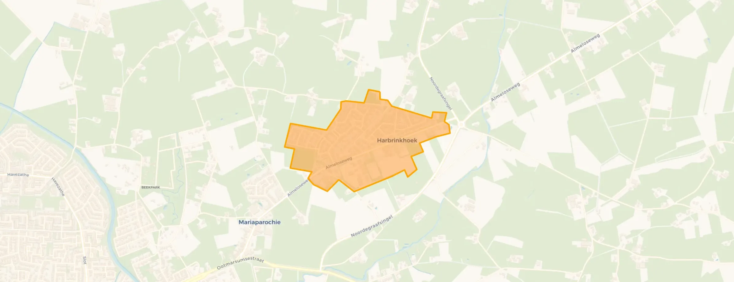 Kaart van Harbrinkhoek kern