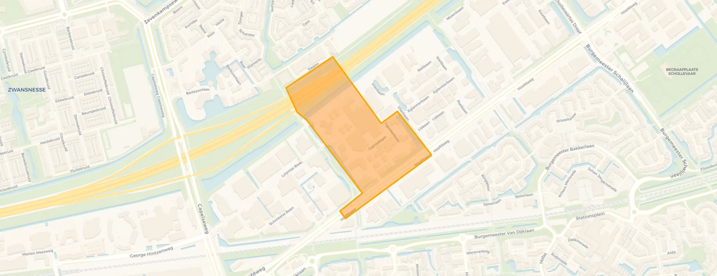 Kaart van Hoofdweg sector B