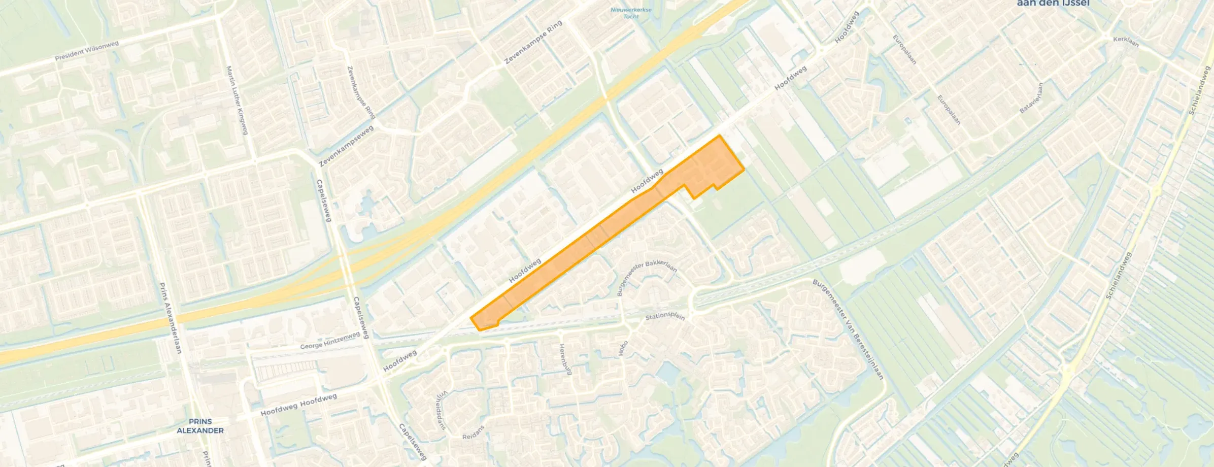 Kaart van Hoofdweg sector E/F