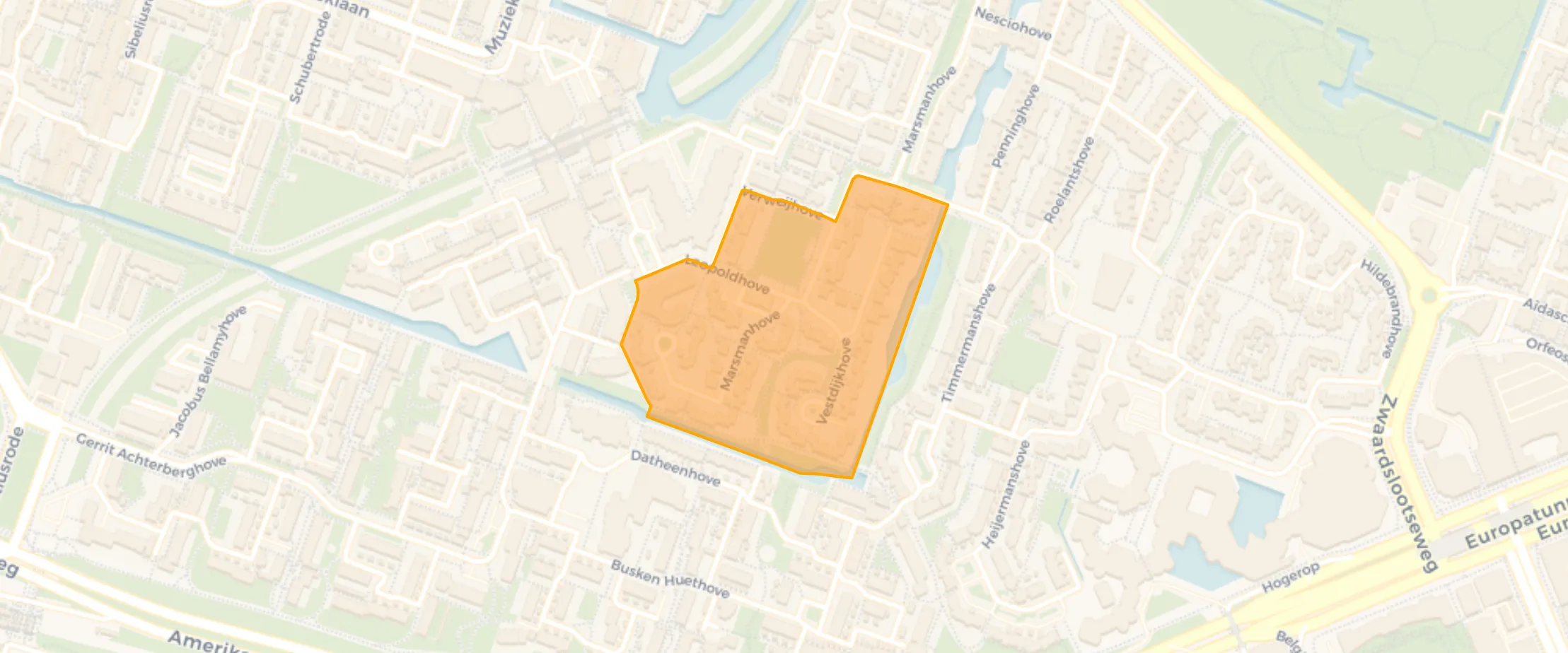 Map of Hovenbuurt midden-West