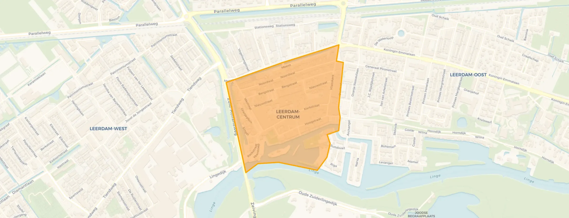 Kaart van Leerdam centrum zuid