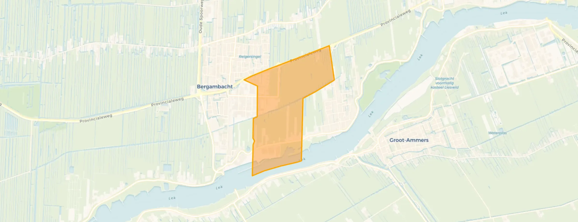 Kaart van Lekdijk-Oost en Provinciale weg (gedeeltelijk)