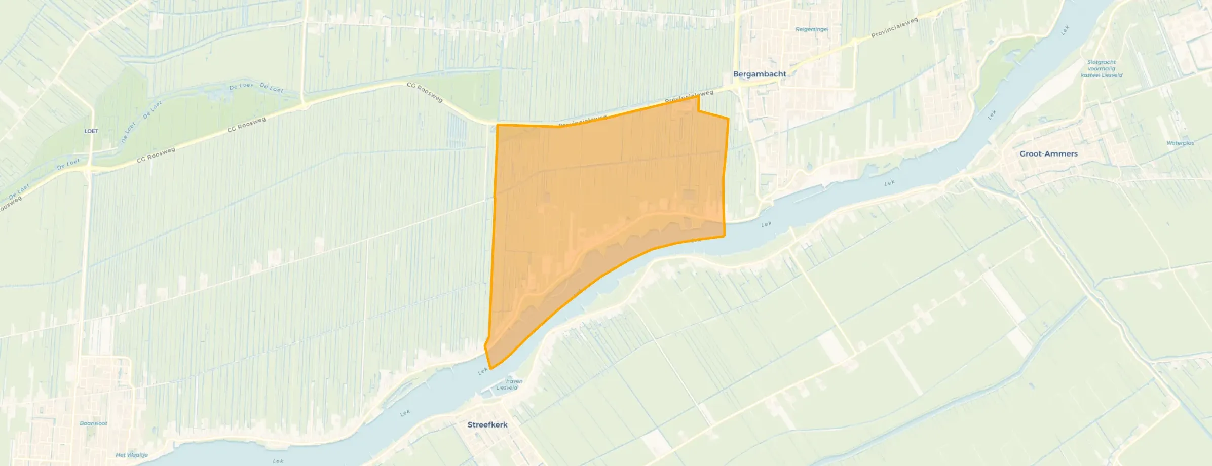 Kaart van Lekdijk-West en Provinciale weg (gedeeltelijk)