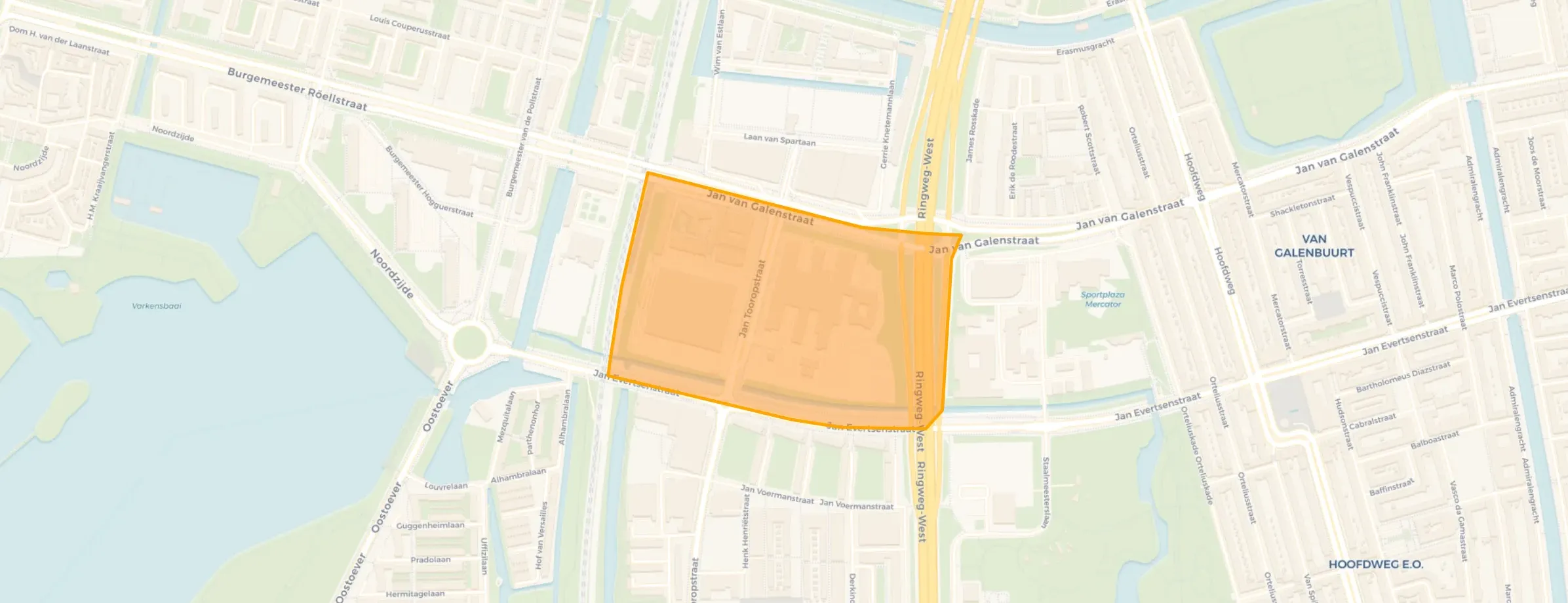 Kaart van Lucas/Andreasziekenhuis en omgeving