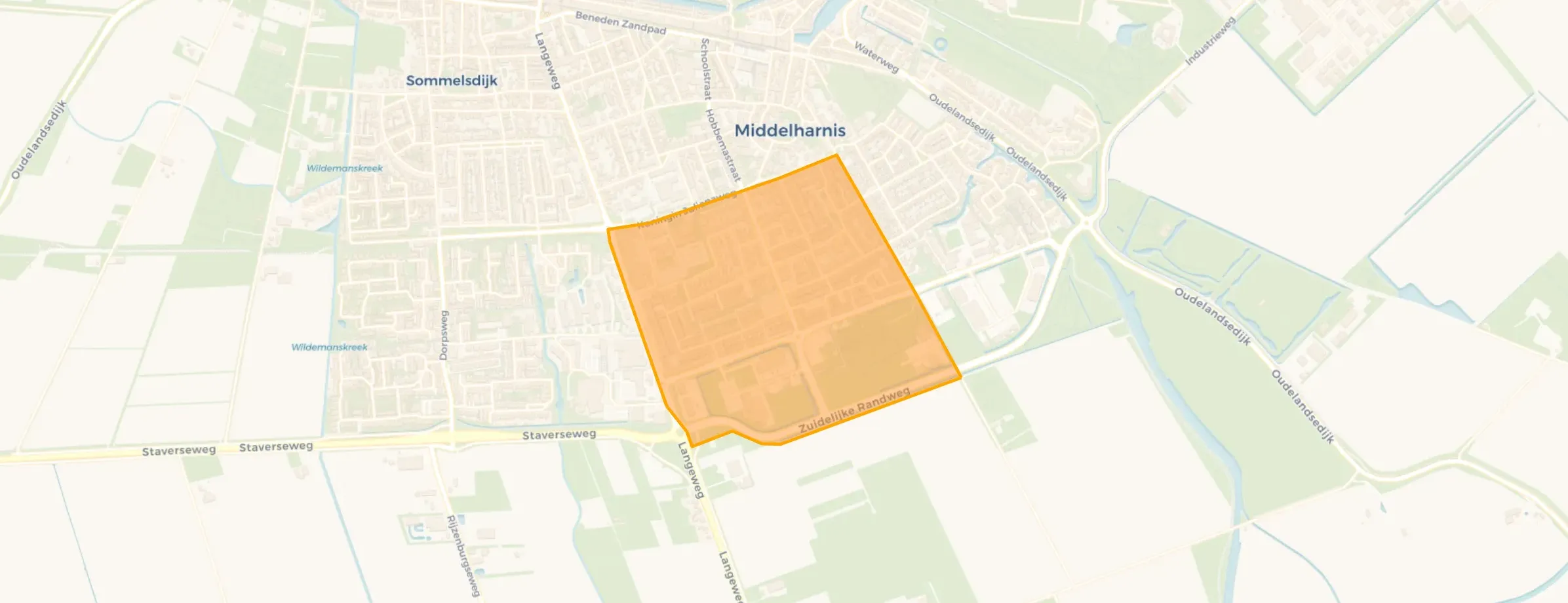 Kaart van Middelharnis bomenbuurt