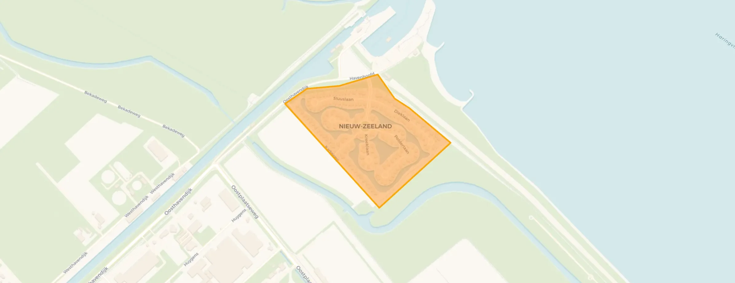 Kaart van Middelharnis Nieuw Zeeland