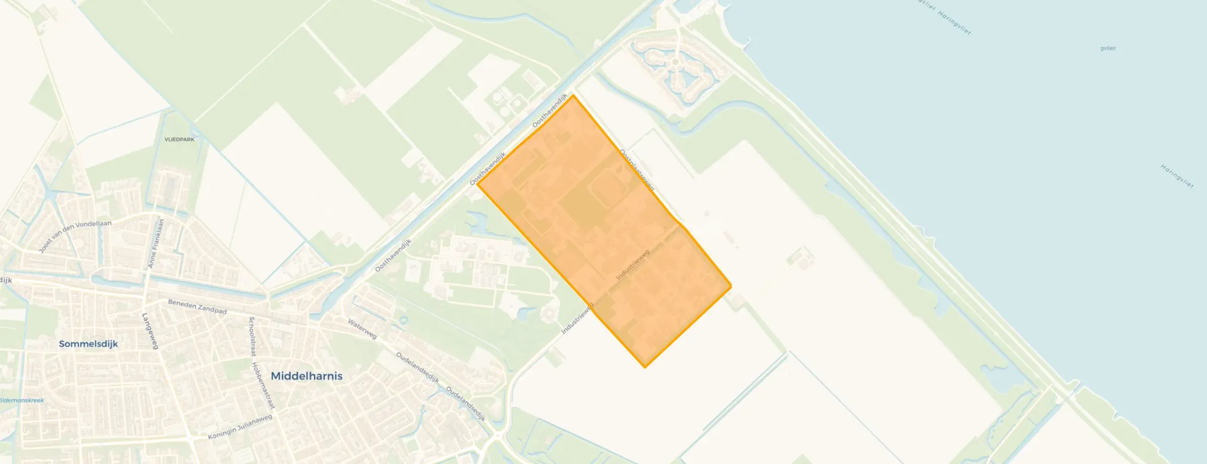 Kaart van Middelharnis oostplaat