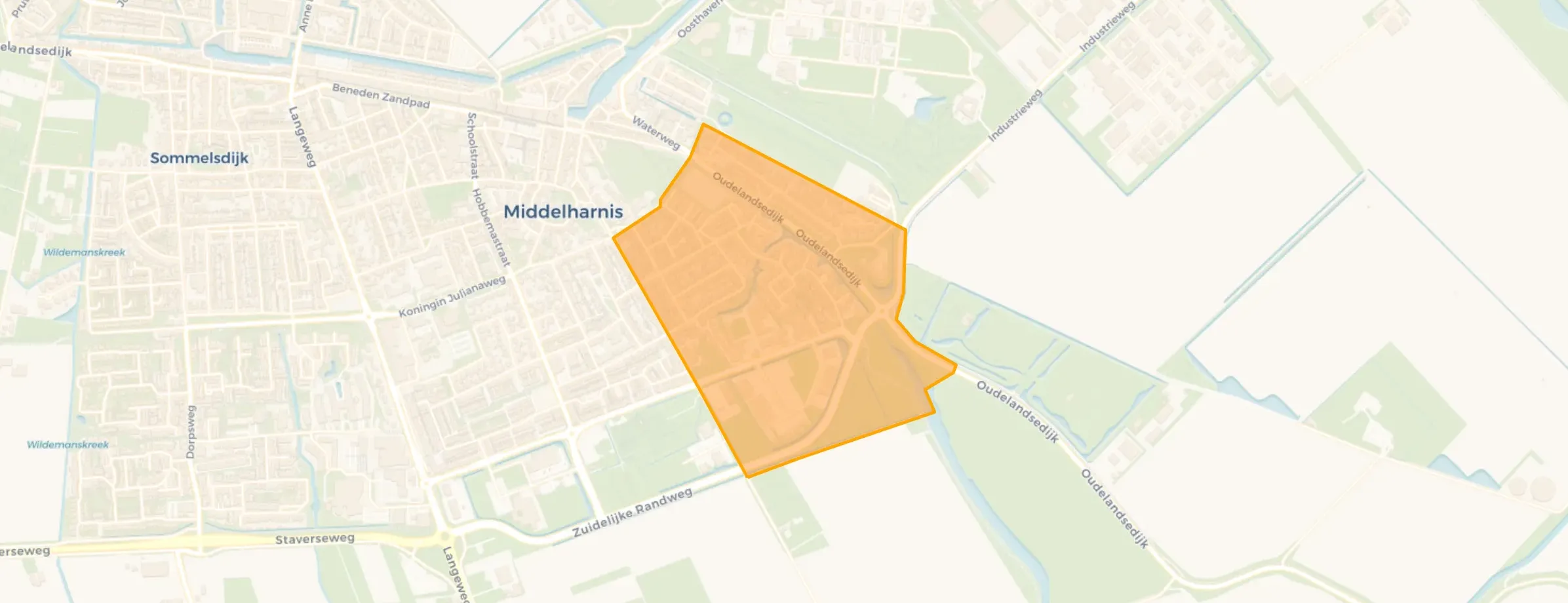 Kaart van Middelharnis prinsenkwartier