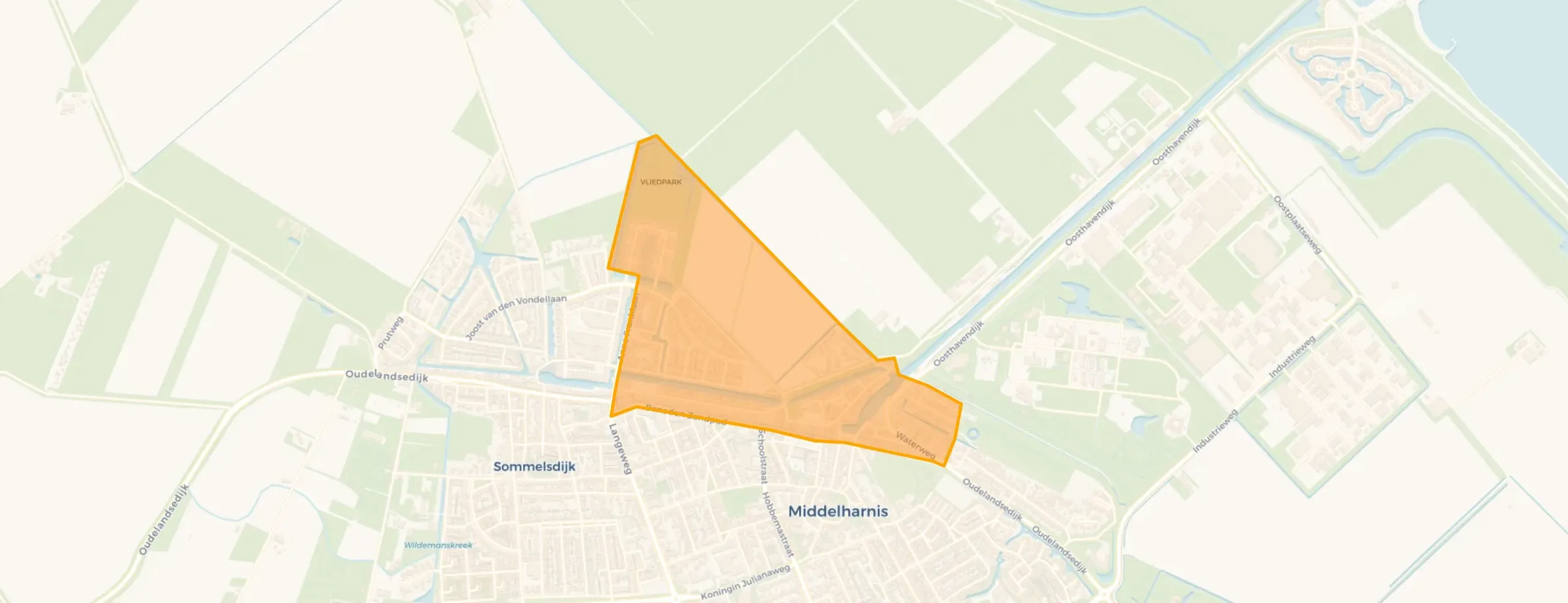 Kaart van Middelharnis westplaat