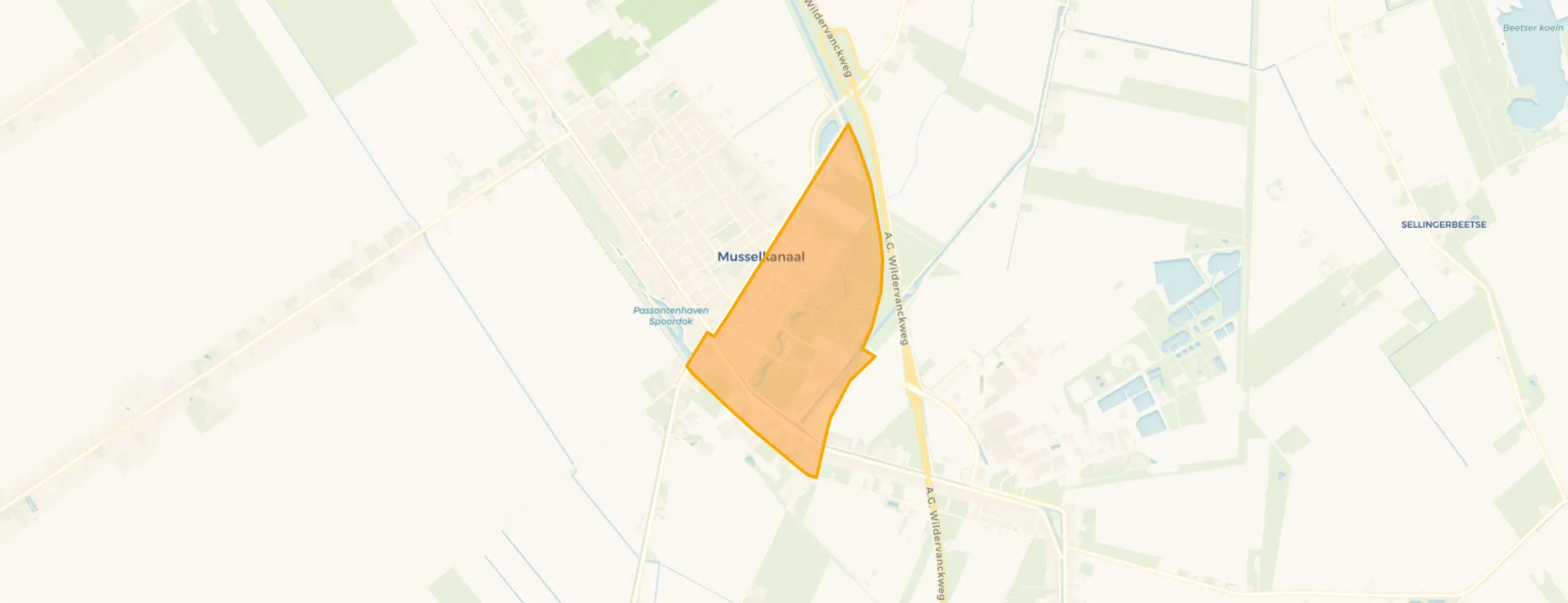Kaart van Musselkanaal Zuid