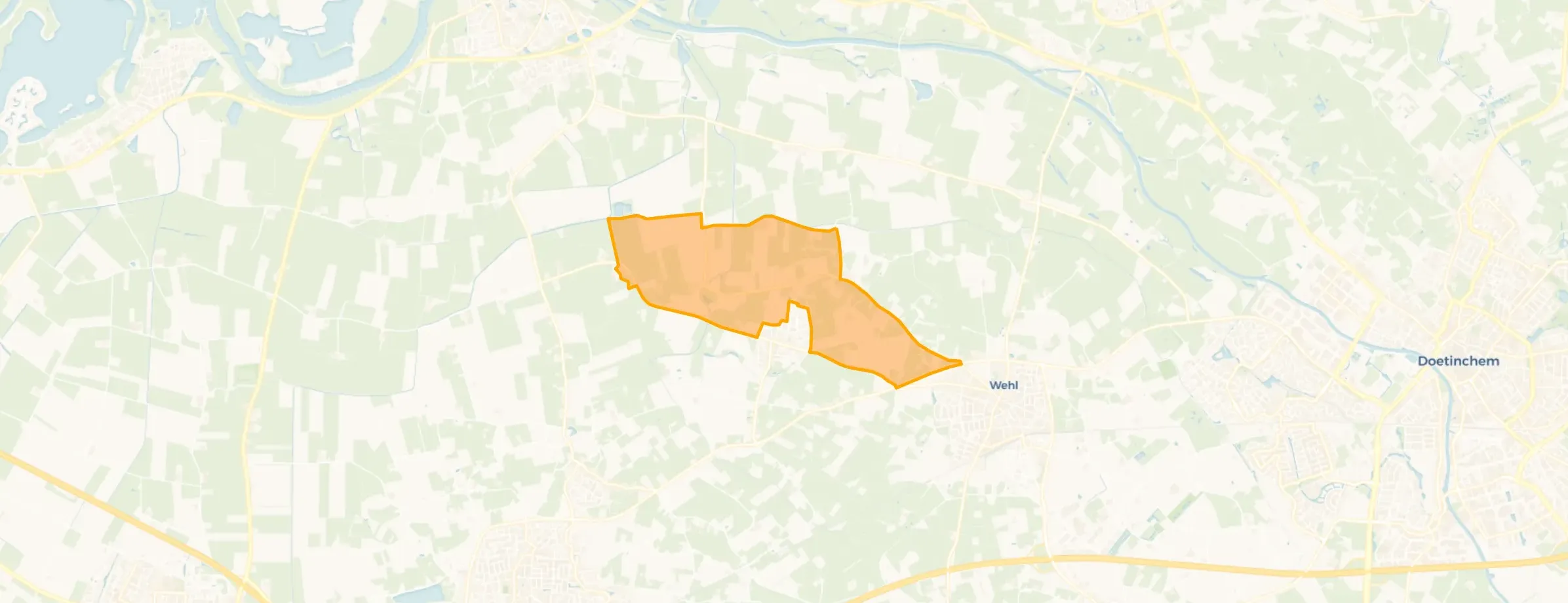 Kaart van Nieuw Wehl - noordoost