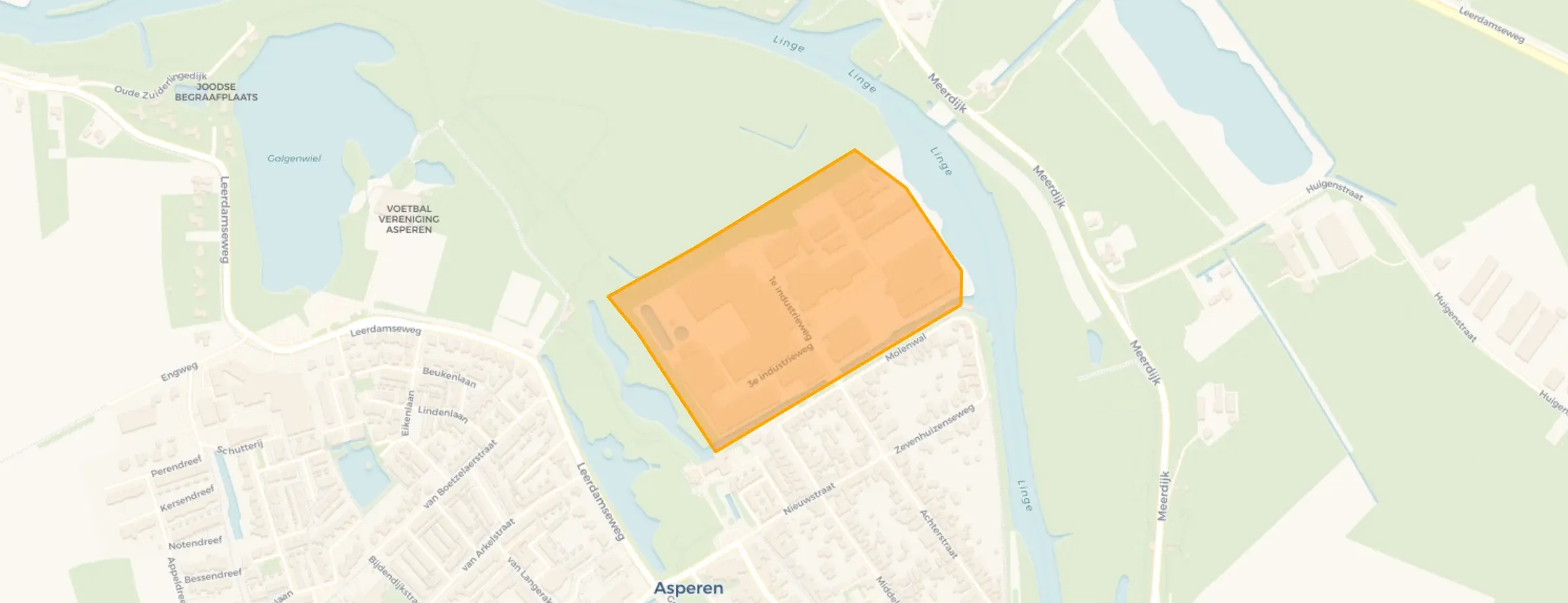 Kaart van Noord uitbreiding Asperen industrieterrein