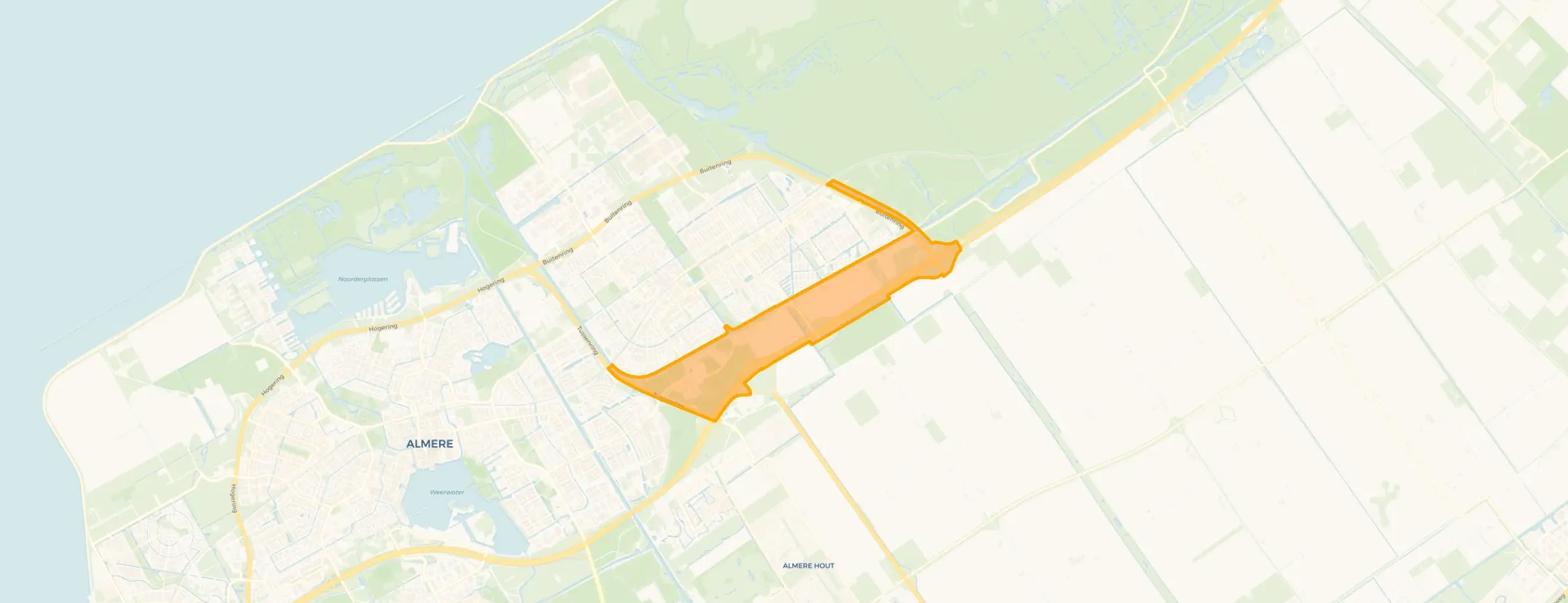 Kaart van Overig Almere Buiten Zuid