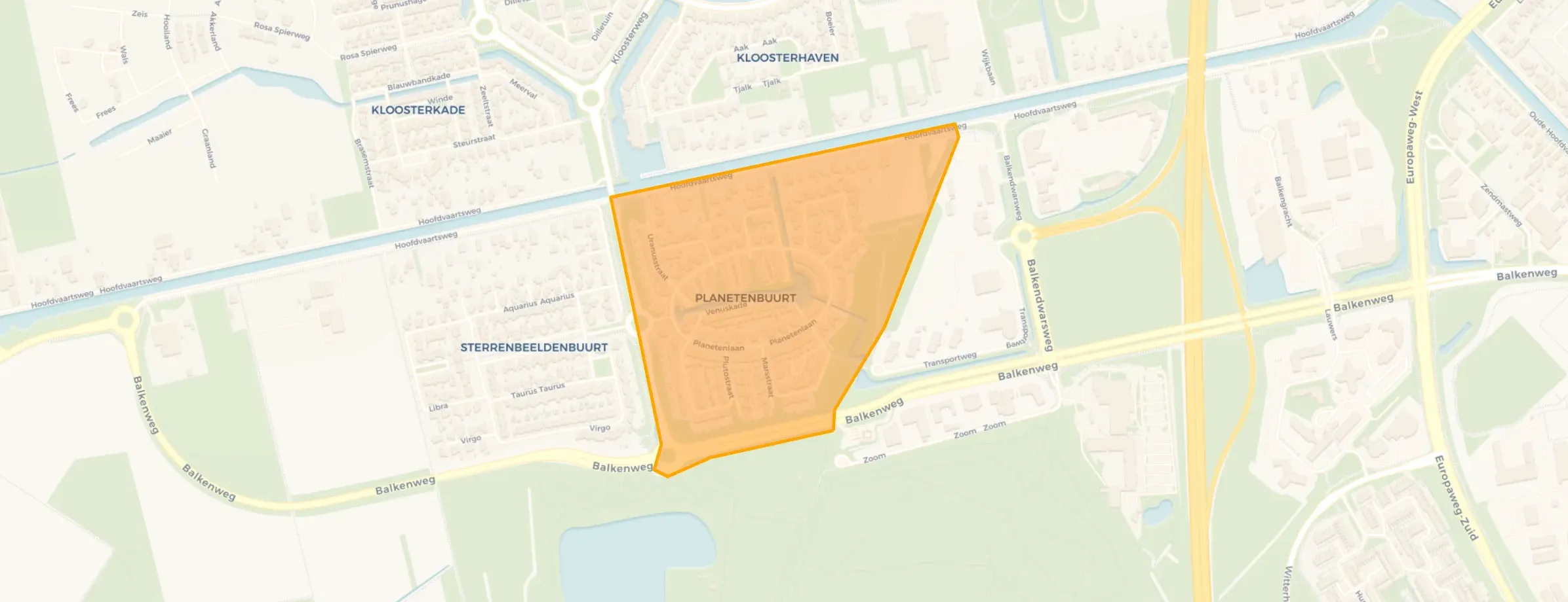 Kaart van Planetenbuurt