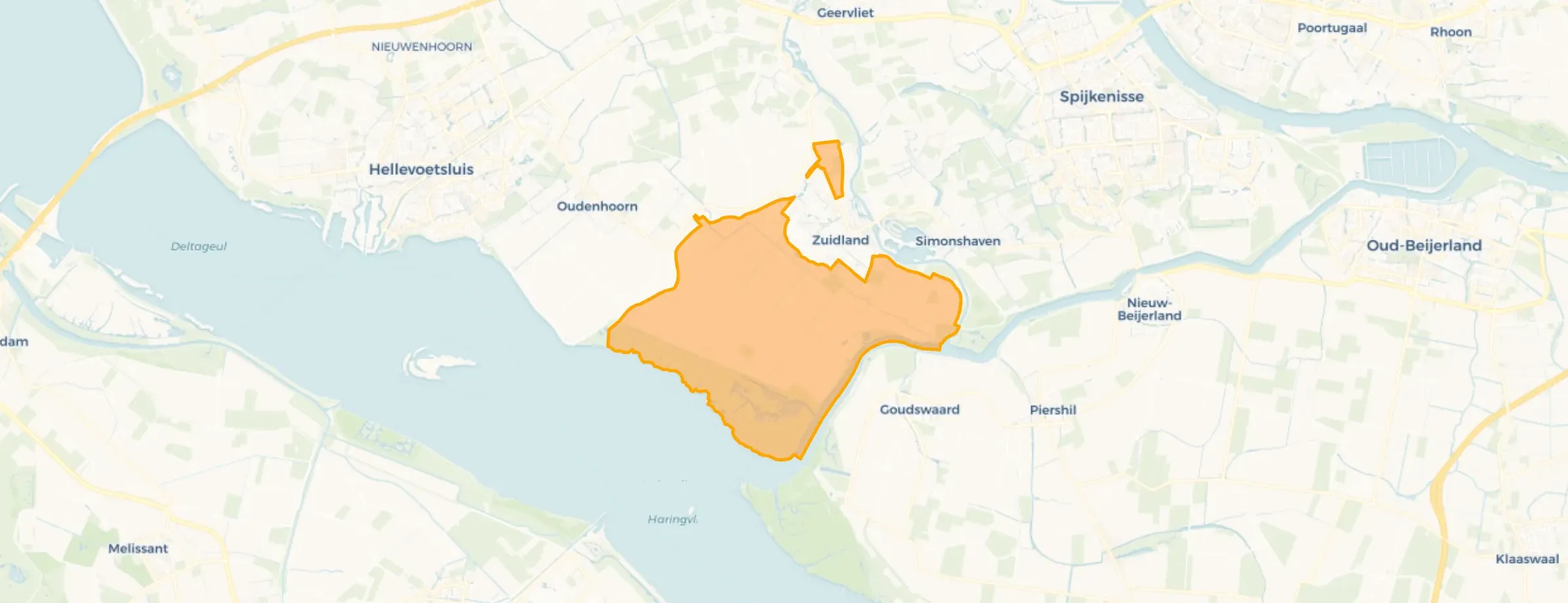 Kaart van Poldergebied Zuidland