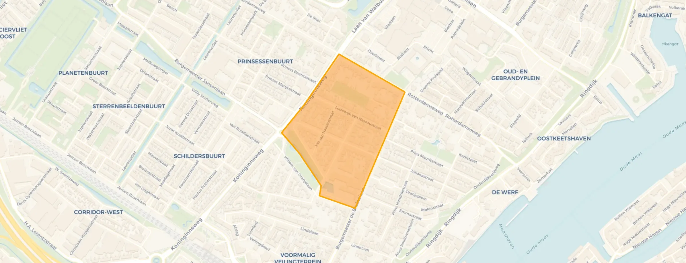 Kaart van Prins Bernhardstraat en omgeving